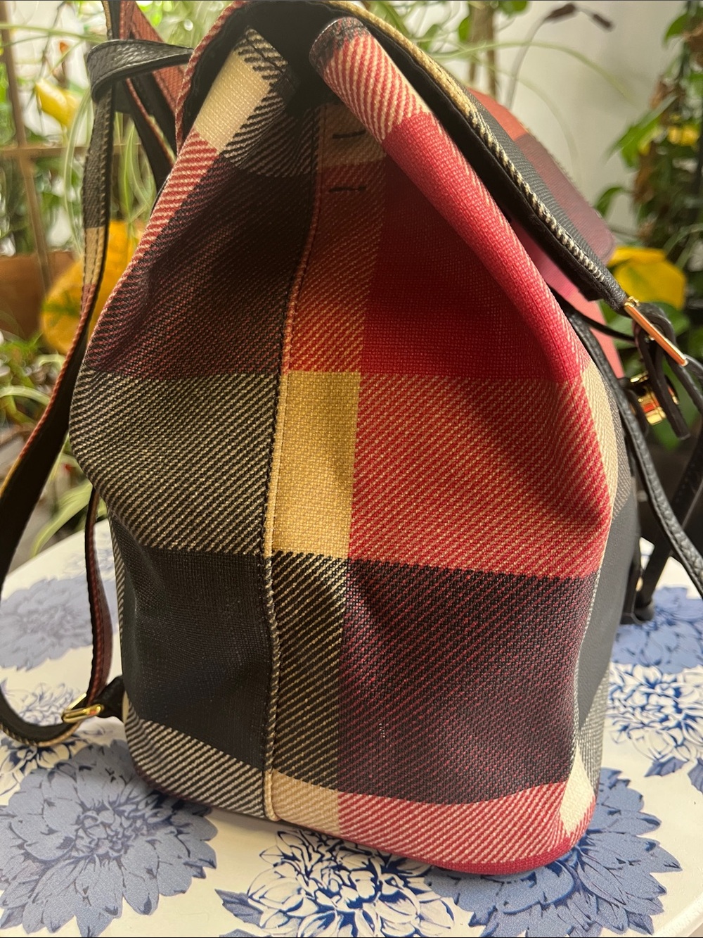 Burberry Blue Label Multicolor Plaid Drawstring Backpack - Picture 5 of 15